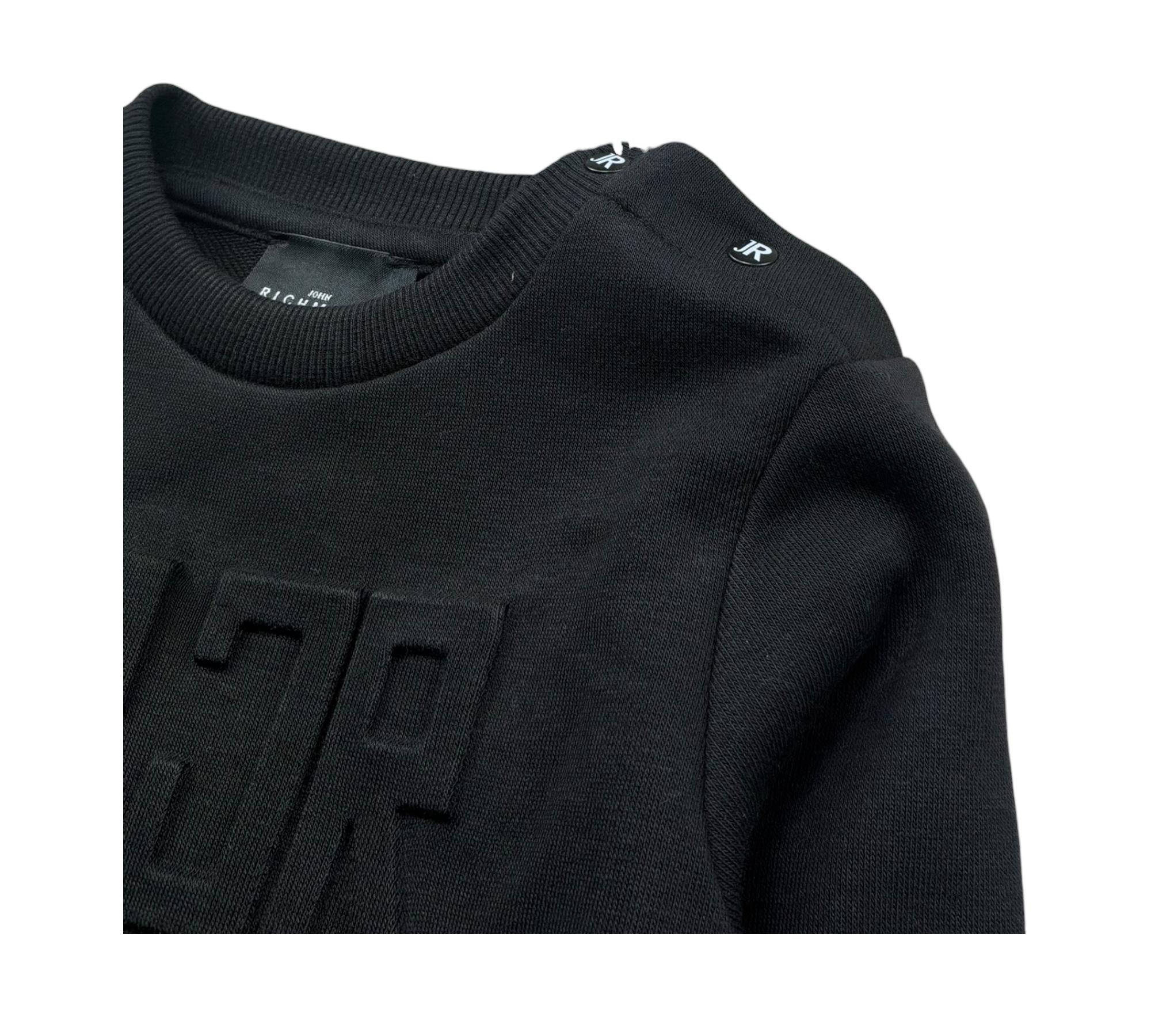 John Richmond Felpa Chiusa Girocollo Tinta Unita con Logo per Neonato RIP26014FE NERO JOHN RICHMOND 