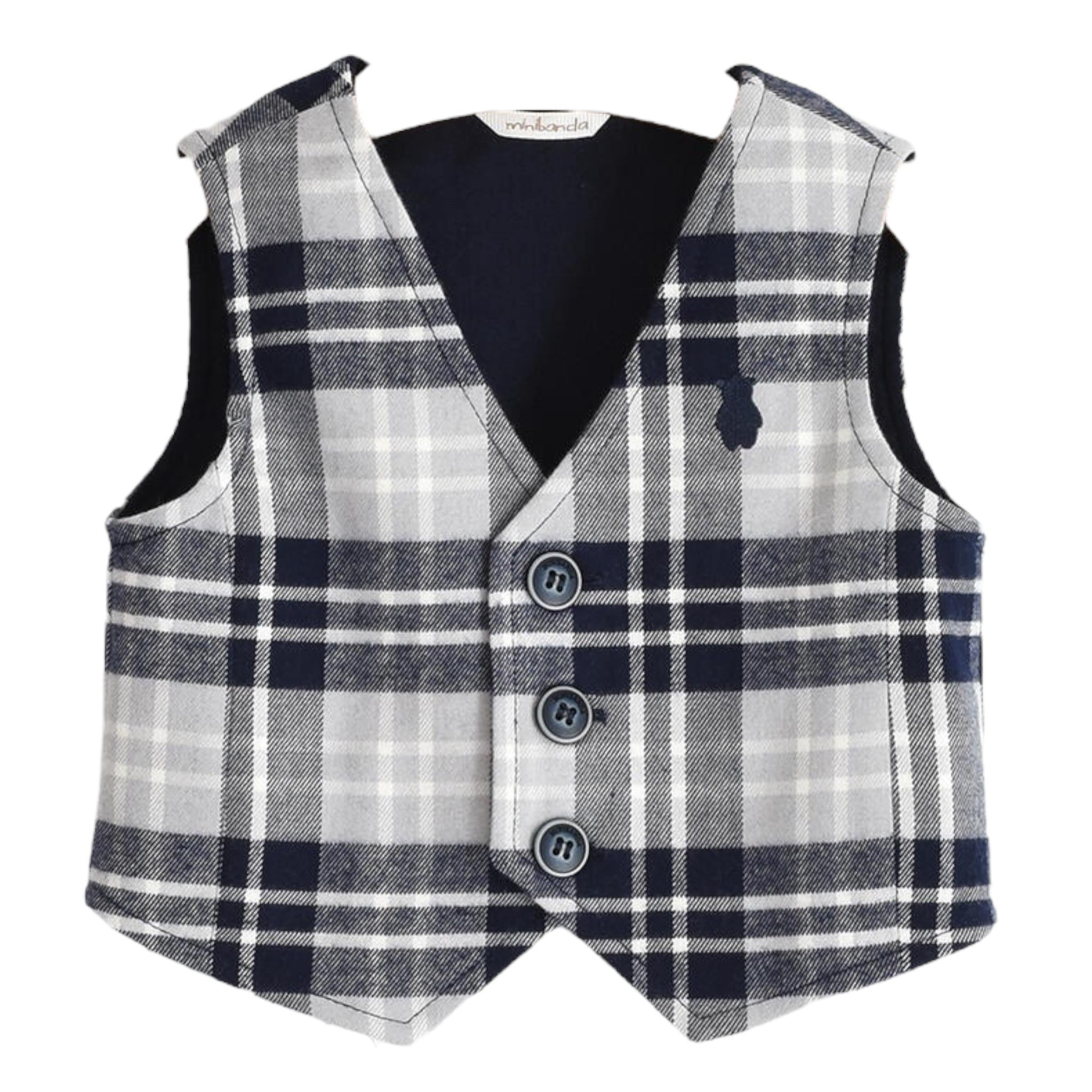 MINI BANDA gilet fantasia quadri Blu per Neonato 35688X BLU MINI BANDA 
