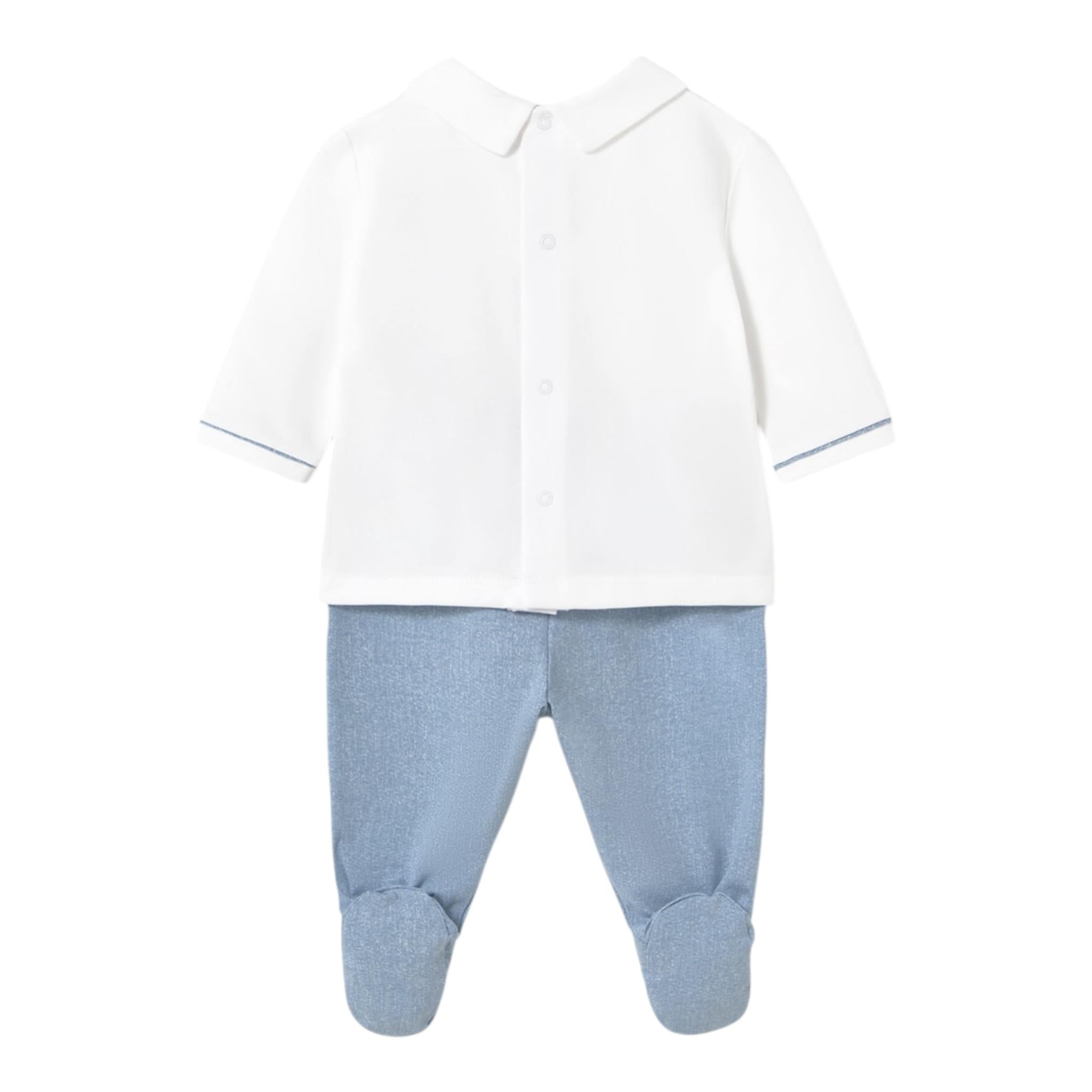 Mayoral Completo 2 Pezzi Shirt-Ghettina Bicolore per Neonato 1558 BIANCO/BLU MAYORAL 