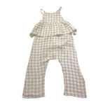 Petit Indi Tuta Intera Bicolore con Fantasia A Quadri per Bambina SS25B2115 BIANCO/BEIGE PETIT INDI 