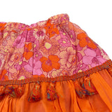 Kaos Gonna Tricolore con Fantasia Fiori per Bambina KS167 ARANCIONE KAOS 