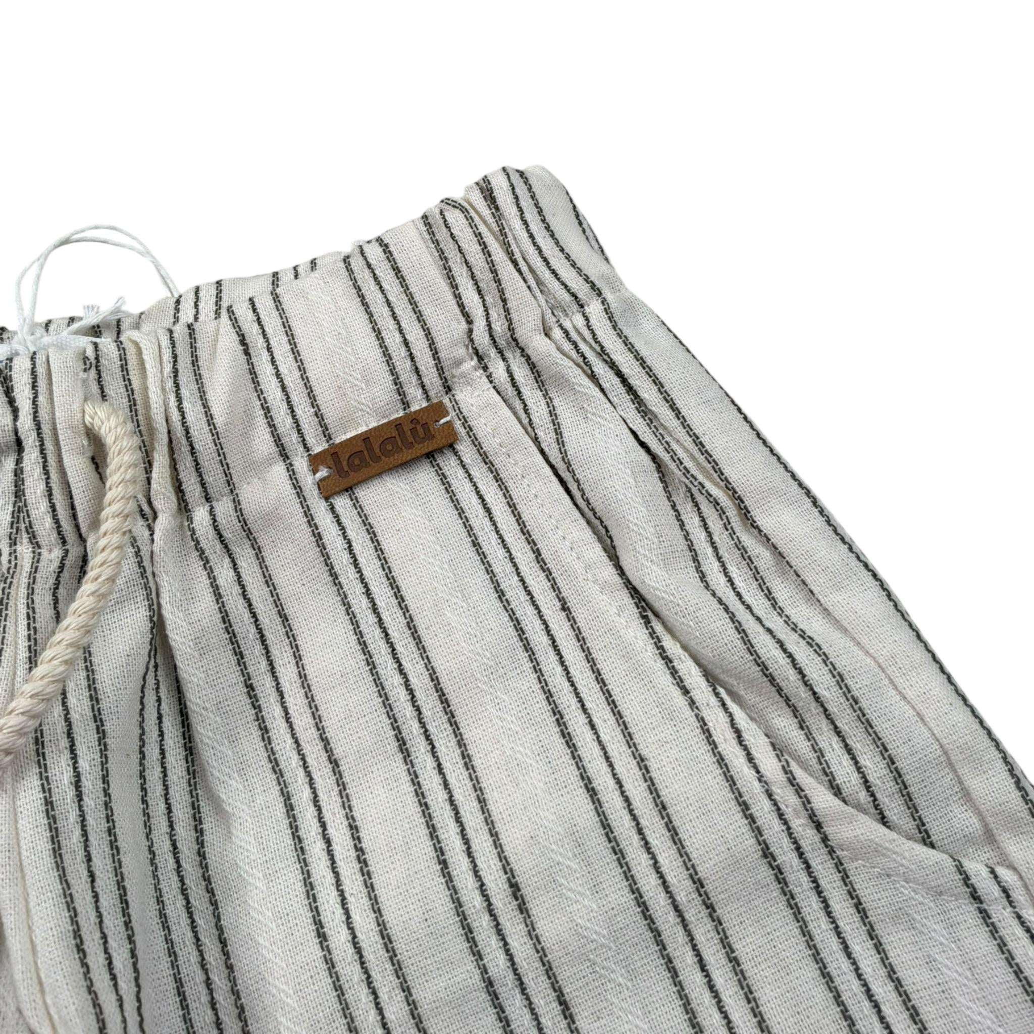 Lalalu' Bermuda tinta unita con Fantasia A Righe Panna per Bambino BML50PBX PANNA LALALU' 