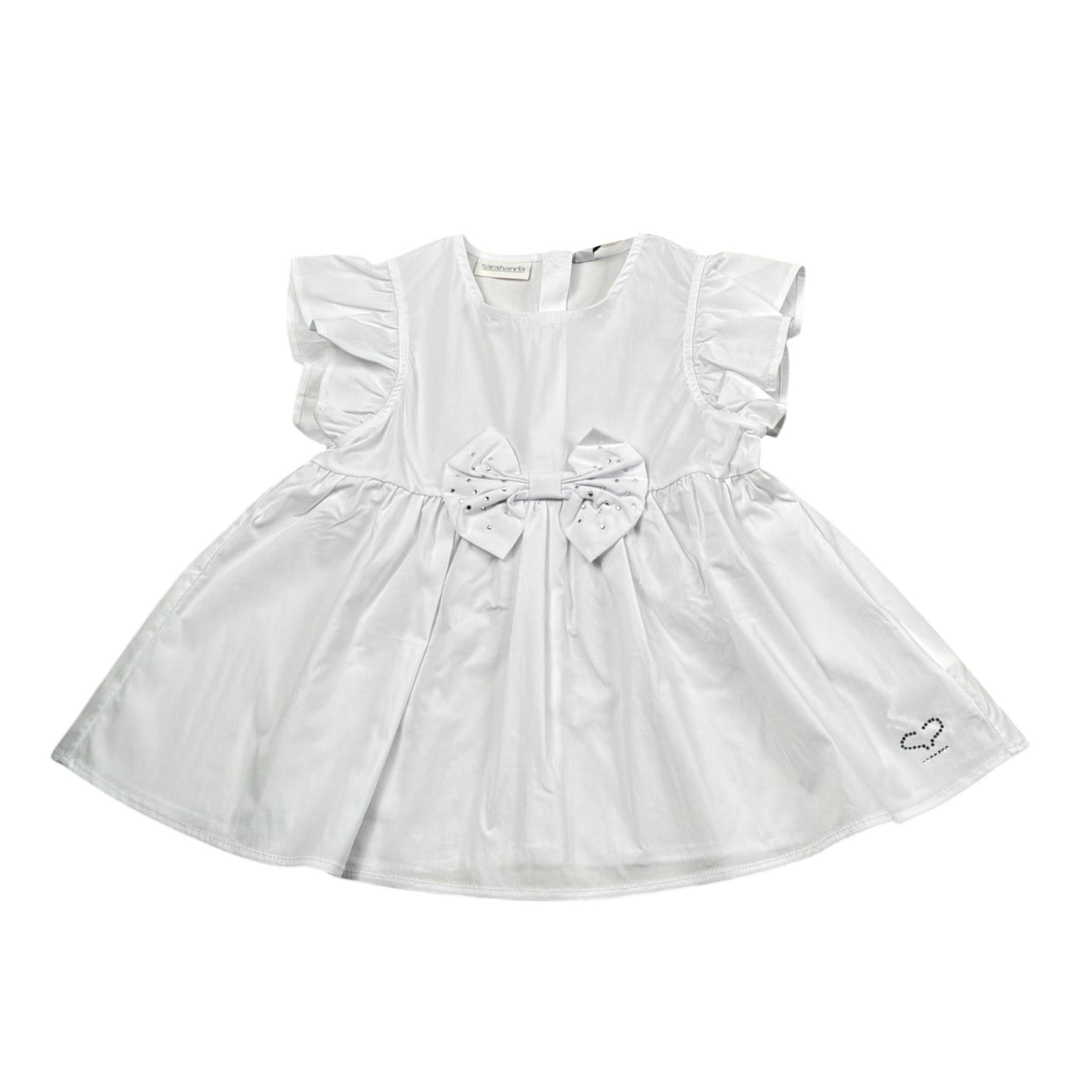 Sarabanda Camicia Tinta Unita con Balze per Bambina 0B358 BIANCO SARABANDA 