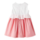 The Owl Zweifarbiges weiß/rosa ärmelloses Kleid für Baby Mädchen