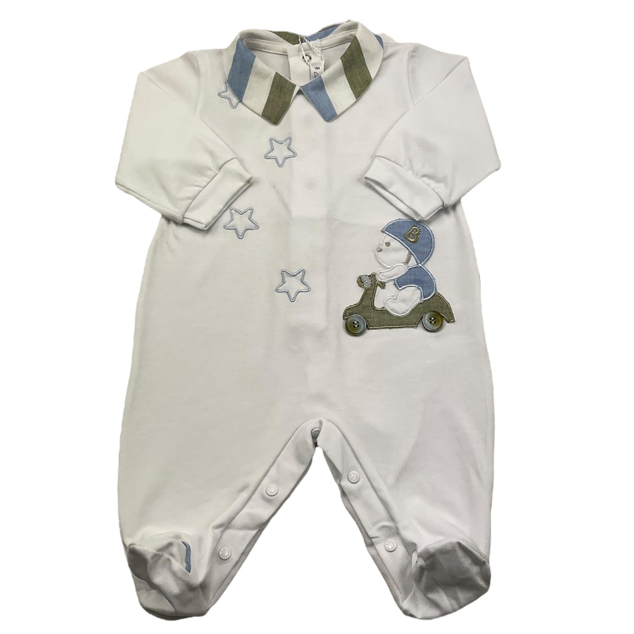 BARCELLINO tutina manica lunga tinta unita cn colletto in contrasto Bianco per Neonato 110103 BIANCO BARCELLINO 