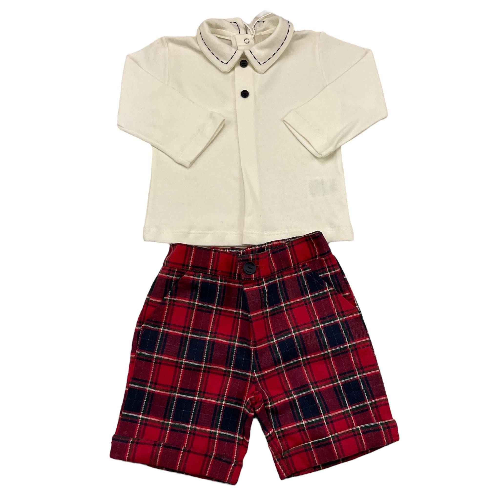 LALALU' completo 2 pezzi shirt-bermuda bicolore Bianco/rosso per Neonato CCTL5L BIANCO/ROSSO LALALU' 