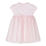 Das einfarbige Eulenkleid mit Kragen und rosa Tüll für Baby-Mädchen