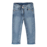 SARABANDA jeans tinta unita con applicazioni brillantini Azzurro per Bambina 0A255 AZZURRO SARABANDA 
