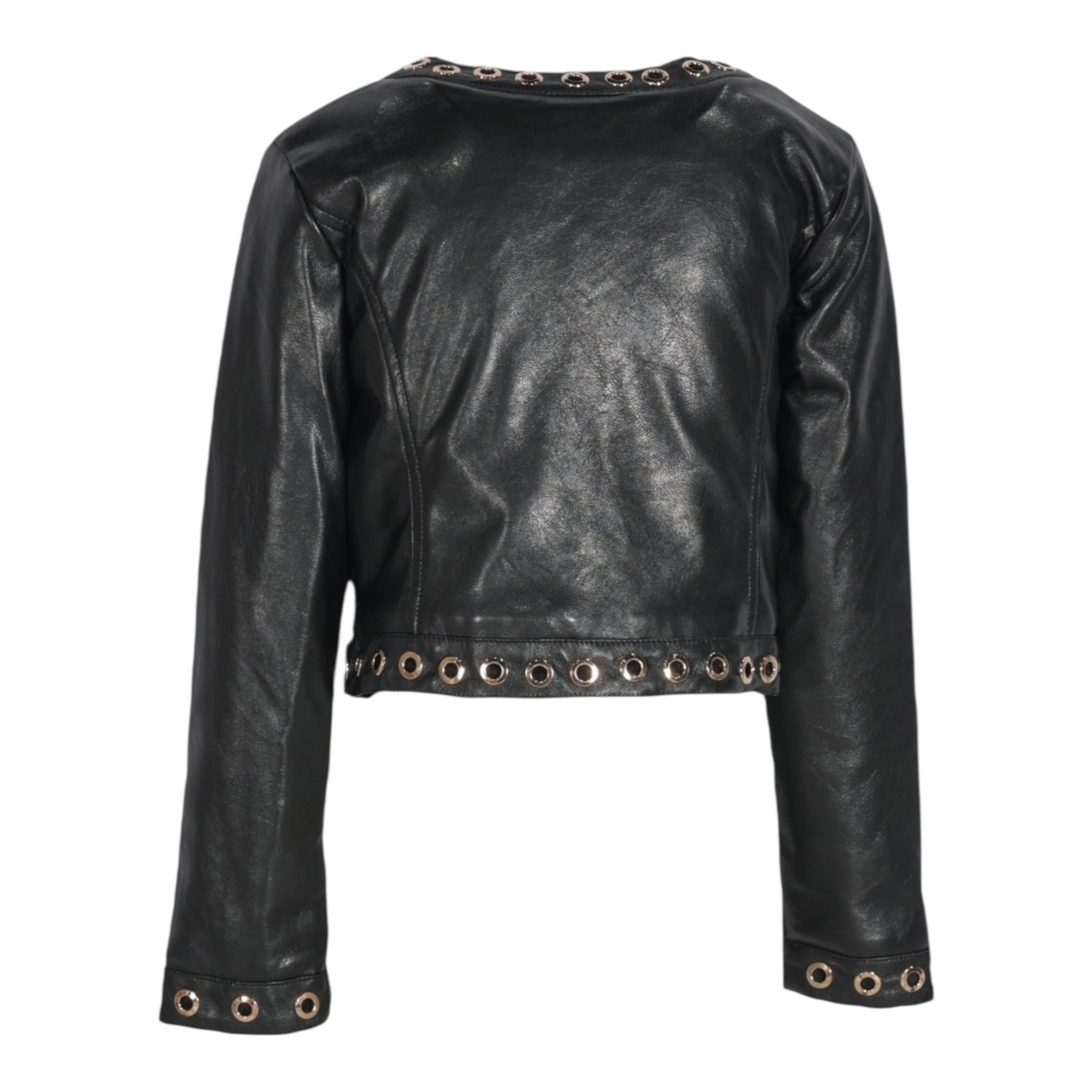 FUN & FUN giubbino in ecopelle tinta unita traforato Nero per Bambina FNJJK15852 NERO FUN & FUN 