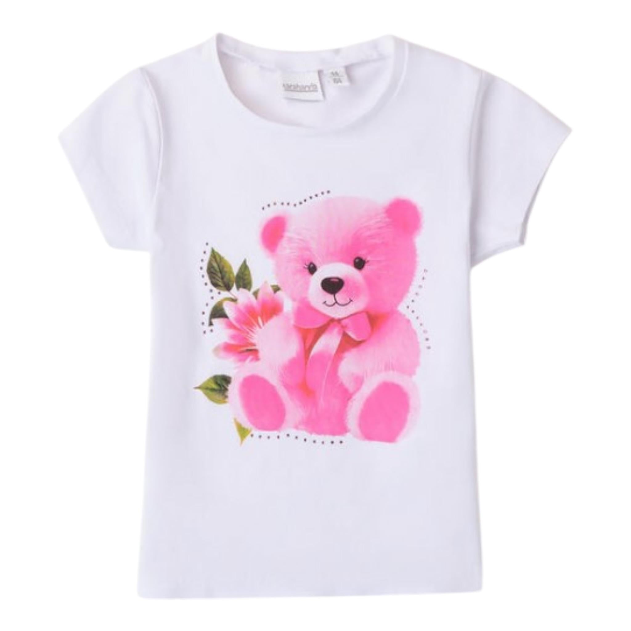 Sarabanda T-Shirt Girocollo tinta unita con Stampa Bianco per Neonata 0B208X BIANCO SARABANDA 