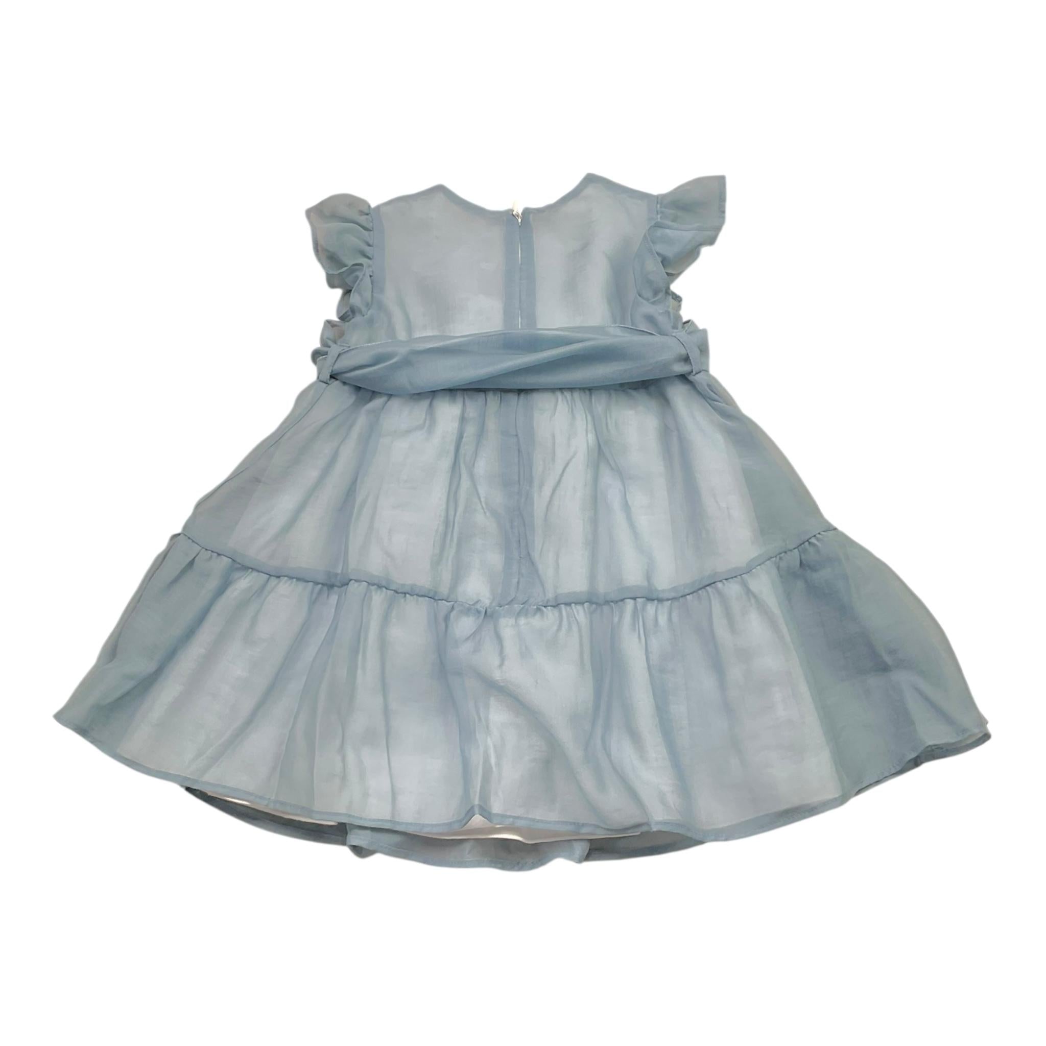 Barcellino Abito Giromanica Tinta Unita con Tulle per Neonata 120817 AZZURRO BARCELLINO 