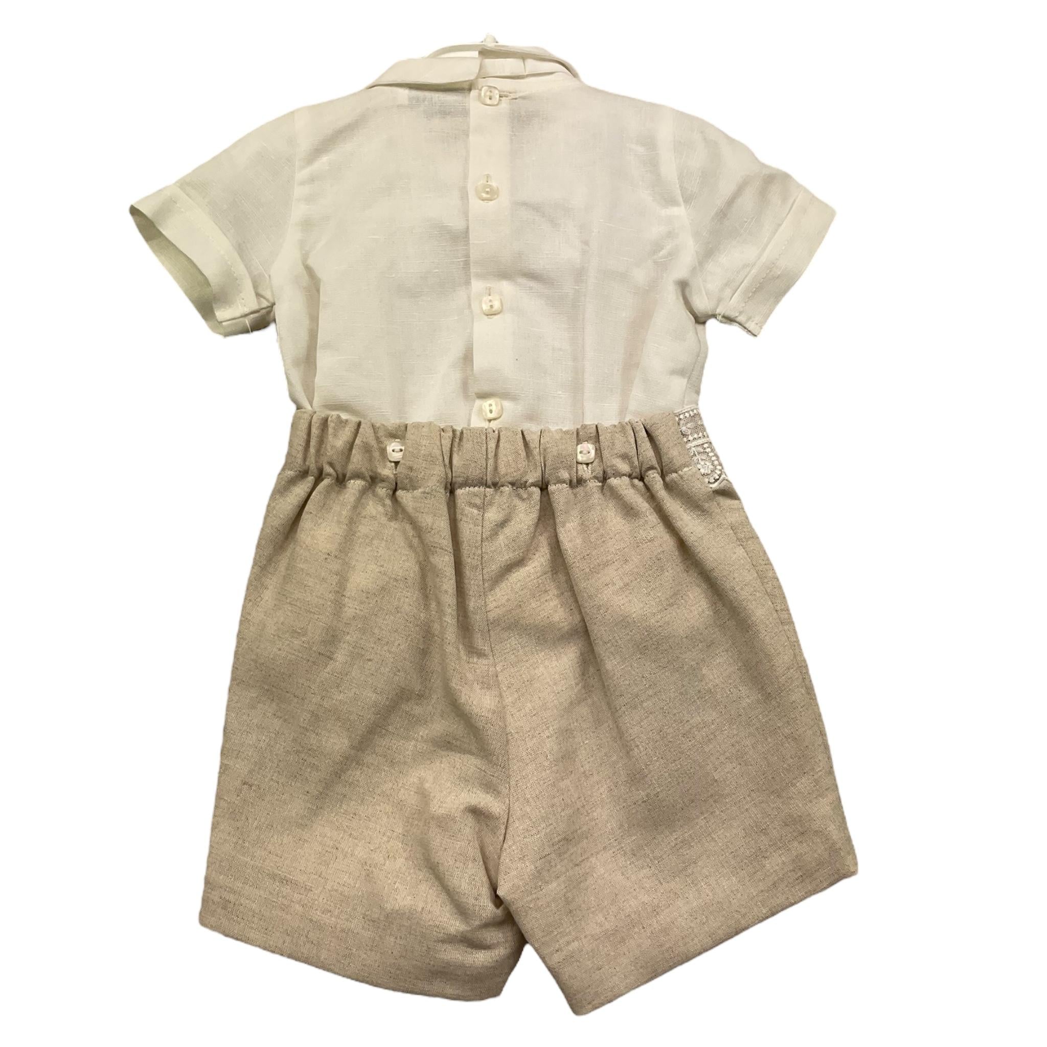 Pontoporponto Completo 2 Pezzi Camicia-Bermuda per Neonato 6135 BIANCO/BEIGE PONTOPORPONTO 