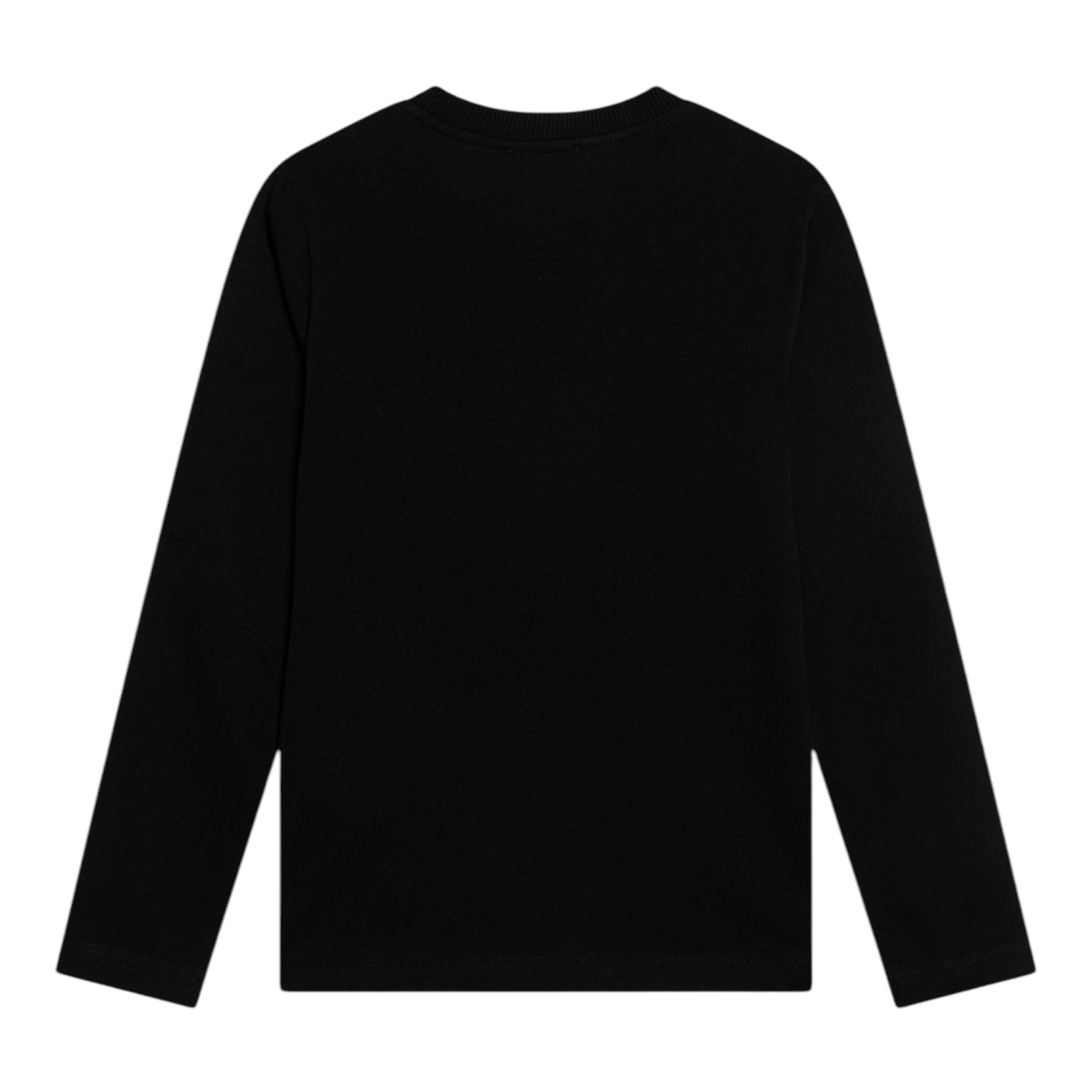 MOSCHINO shirt girocollo tinta unita con stampa in contrasto Nero per Bambina HUO00W NERO MOSCHINO 