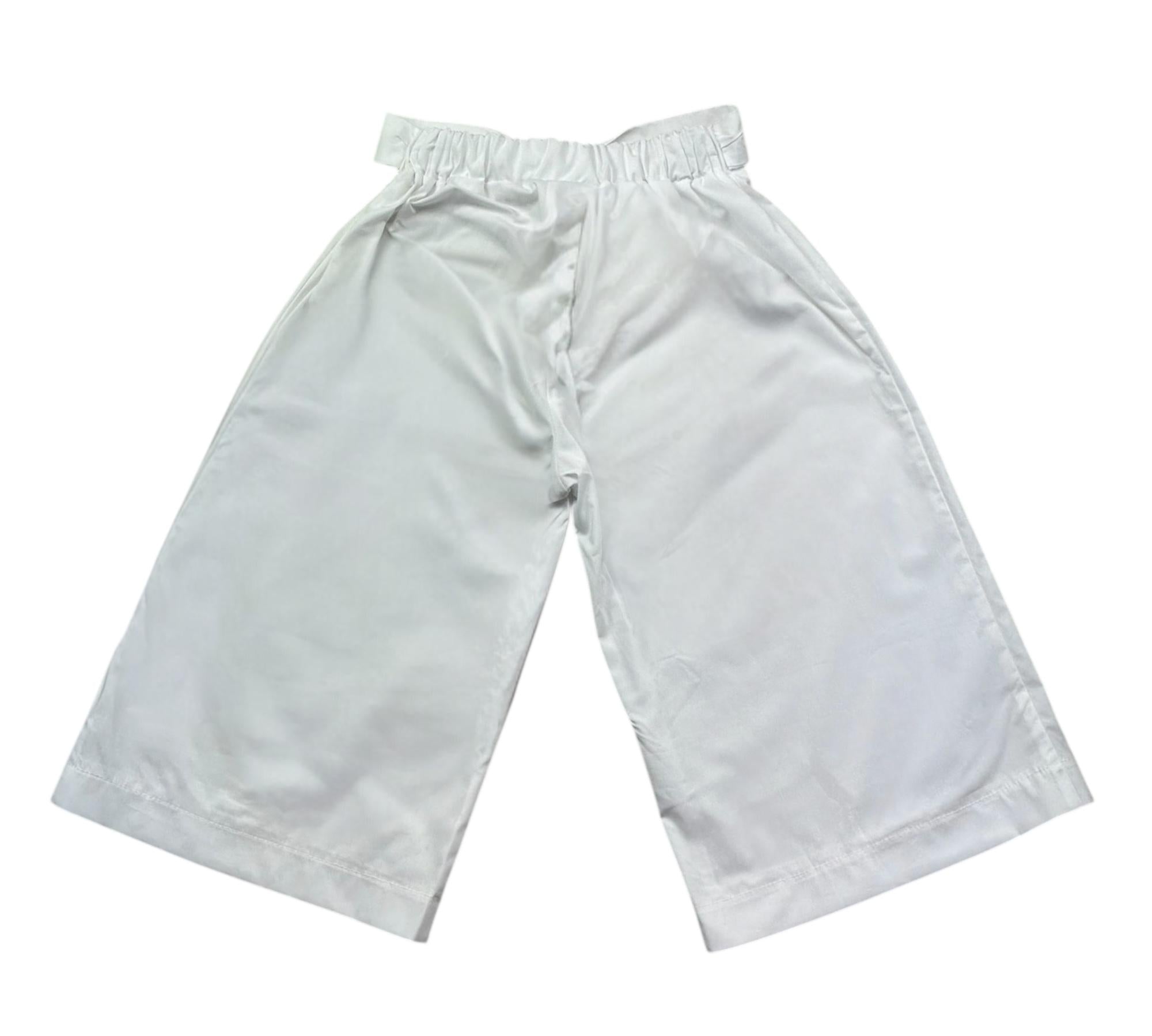 Le Bebe Pantalone Tinta Unita Modello Palazzo con Elastico In Vita per Neonata LBG6358 BIANCO LE BEBE 