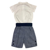 La Stupenderia 3-teiliges Set Shirt-Bodysuit-Bermudashorts-Fliege Weiß/Blau für Neugeborene