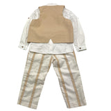 Barcellino Komplettset, 3-teilig, Hemd, Hose, beige Weste für Neugeborene
