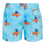 Saint Barth Costume Modello Boxer Tinta Unita con Fantasia Pesci per Bambino JEA00011 AZZURRO SAINT BARTH 
