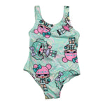 Mousse Costume Intero Tinta Unita con Stampa per Neonata COSTDOLLN VERDE ACQUA MOUSSE 