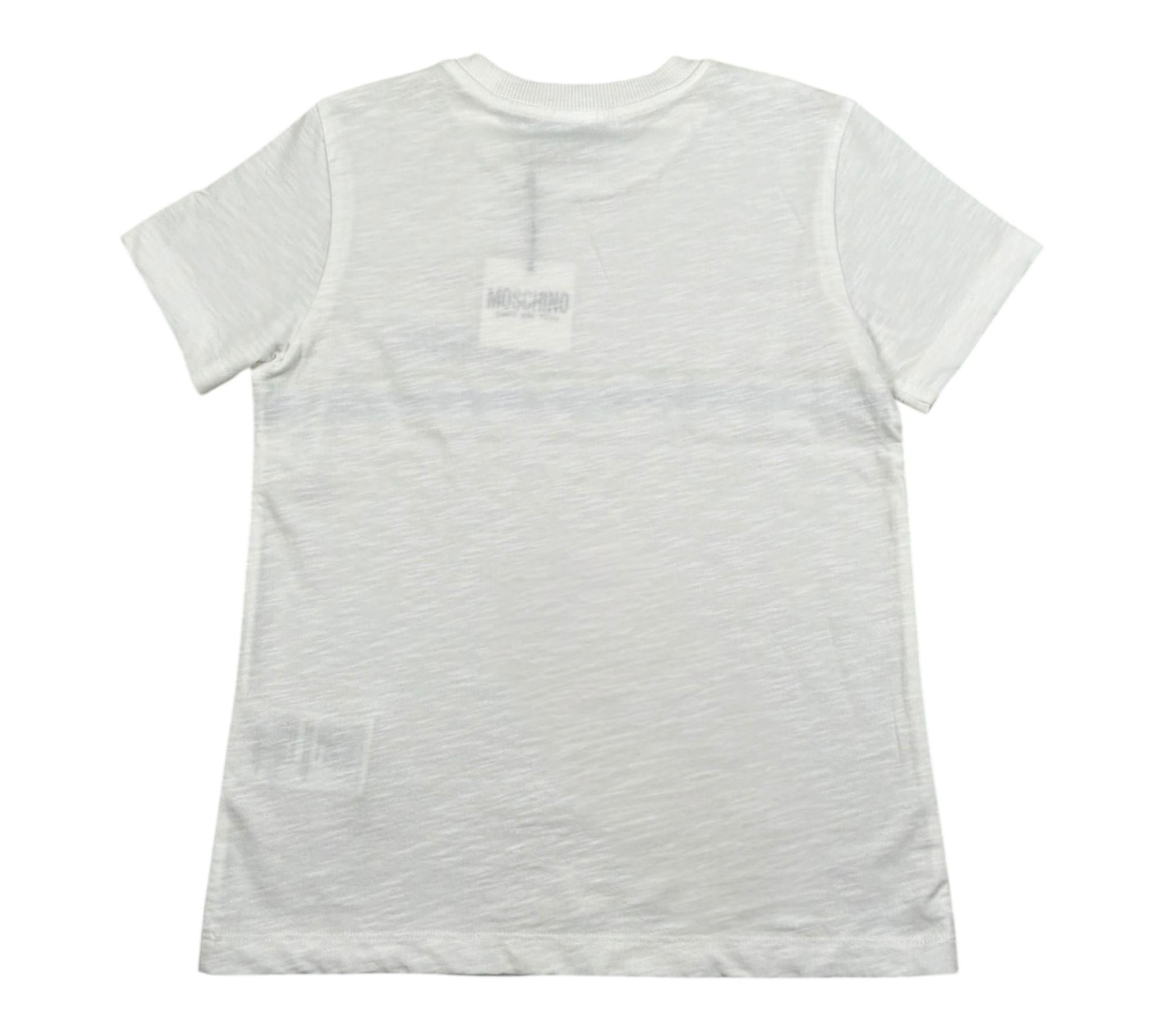 Moschino T-Shirt Girocollo Tinta Unita con Logo per Bambino HVM059 BIANCO MOSCHINO 