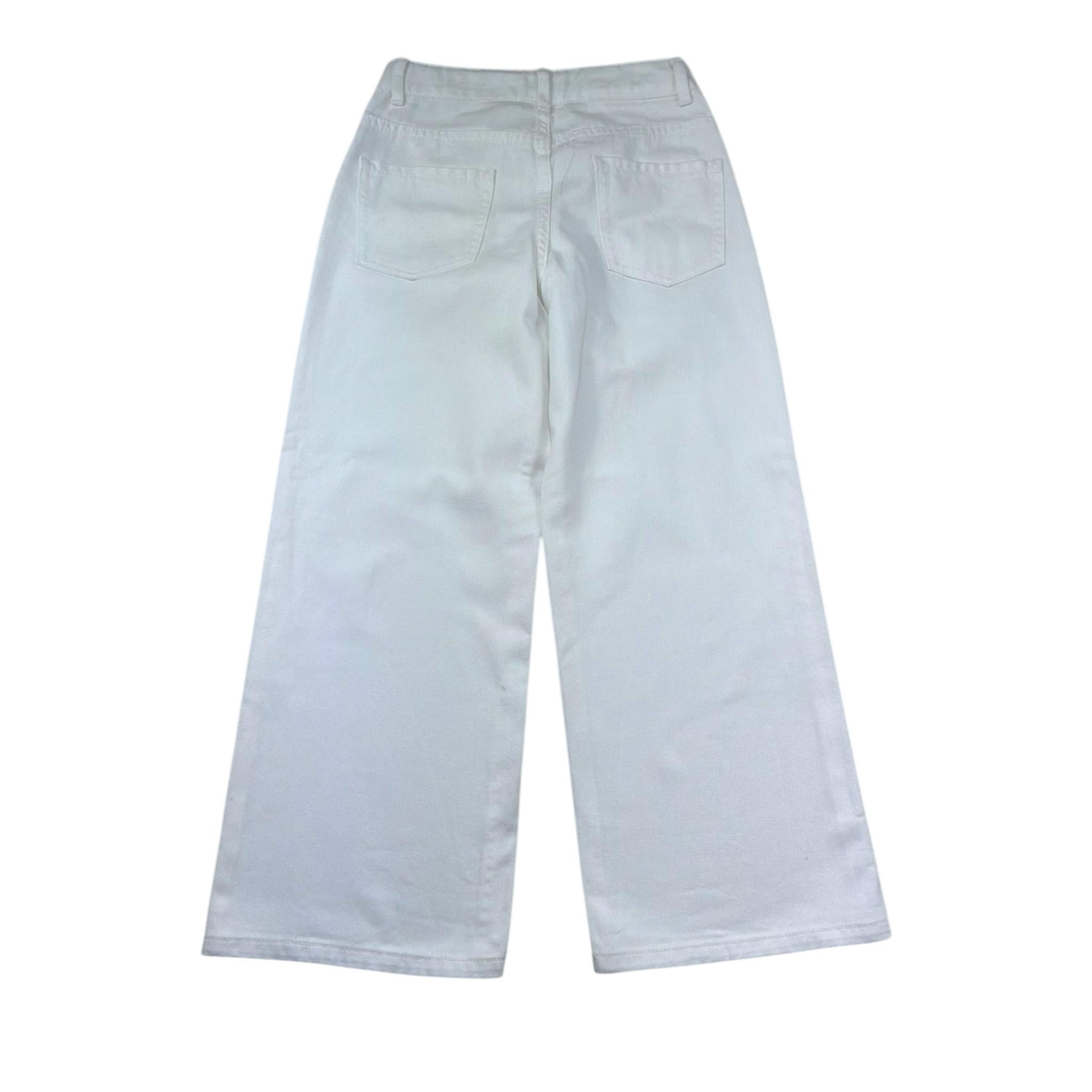 Moschino Pantalone Tinta Unita Modello A Palazzo per Bambina HDP070 BIANCO MOSCHINO 