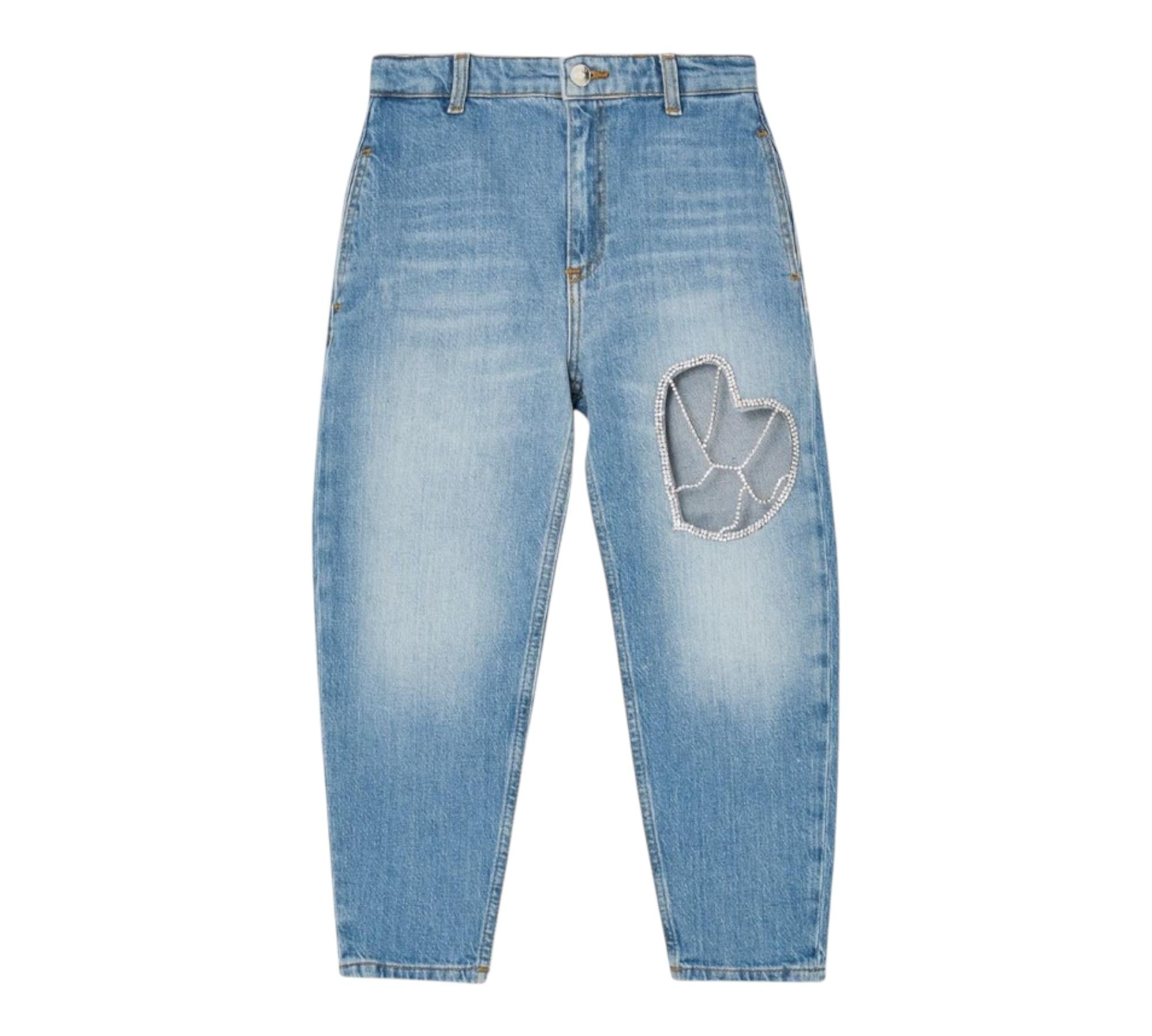 Liu Jo Jeans Tinta Unita con Applicazioni Brillantini per Bambina GA5110XX AZZURRO LIU JO 