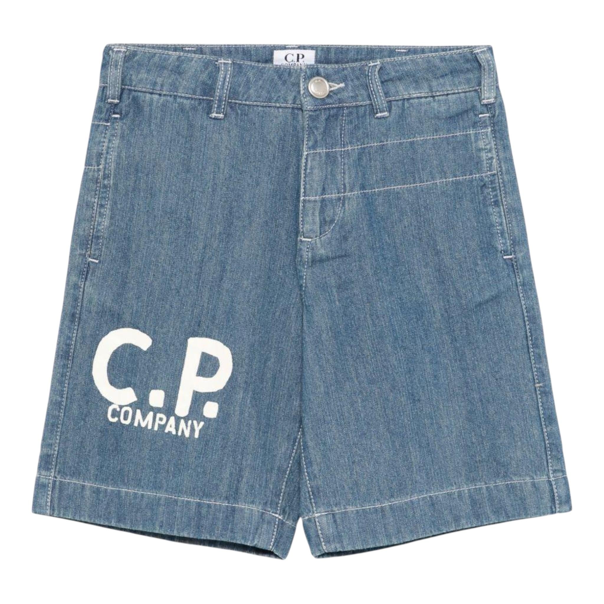 C.P. Company Bermuda tinta unita In Denim Blu per Bambino CUQ00AXX BLU C.P. COMPANY 