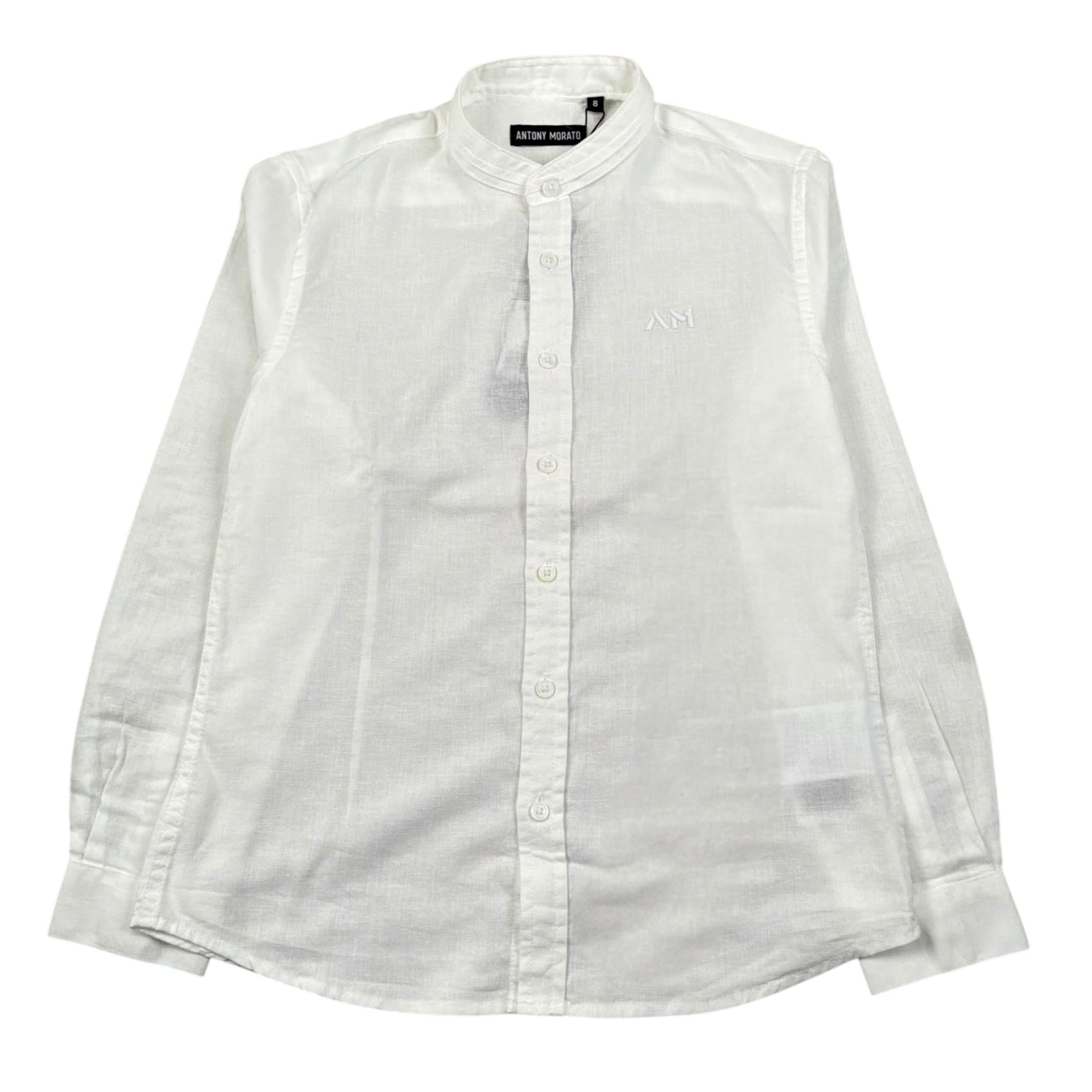 Antony Morato Camicia Manica Lunga Tinta Unita Collo Coreano per Bambino MKKSL00299 BIANCO ANTONY MORATO 