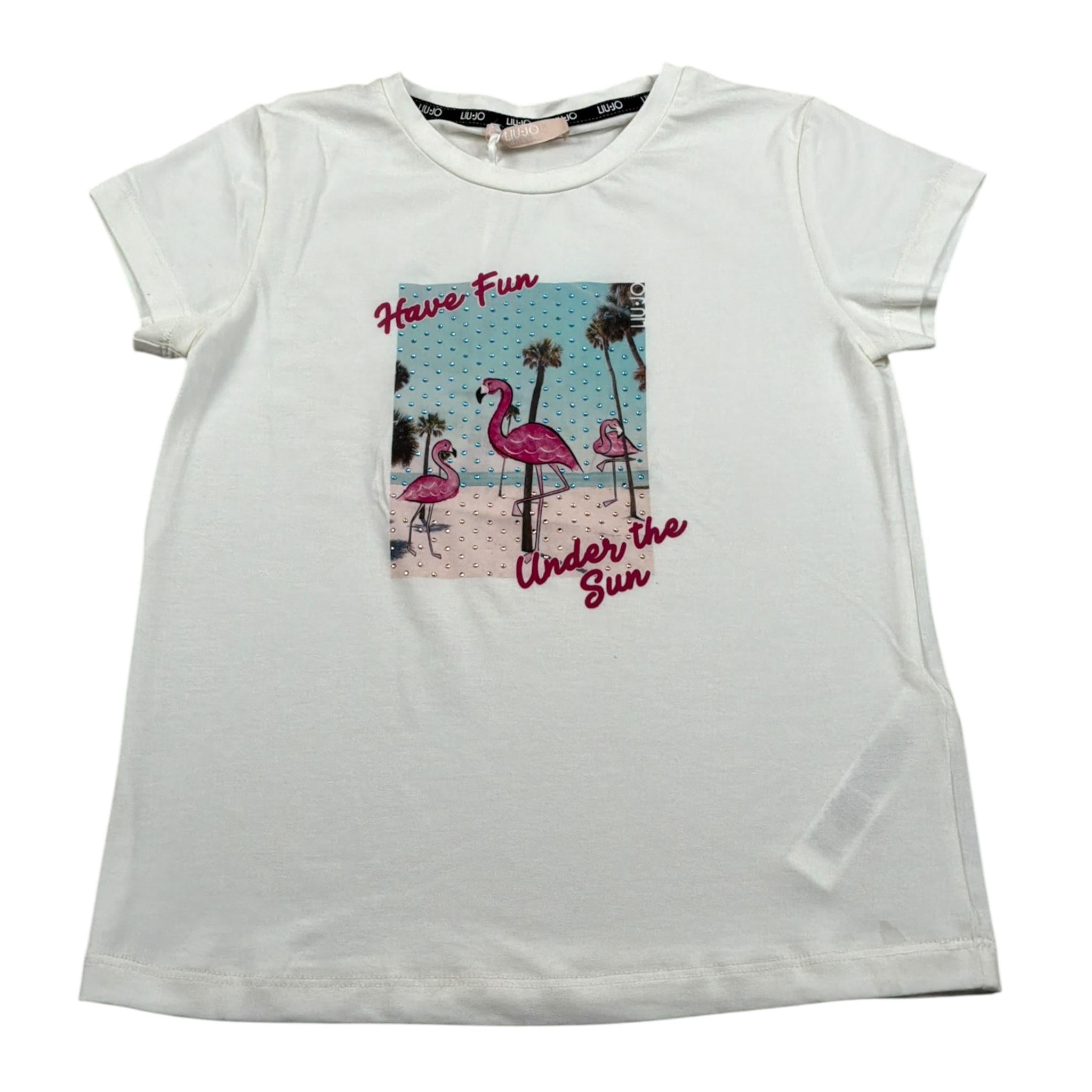 Liu Jo T-Shirt Girocollo tinta unita con Stampa Panna per Bambina KA3146 PANNA LIU JO 
