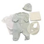 BARCELLINO box nascita 5pz  tutina-body-cappello-bavetta-coperta Azzurro per Neonato BOXAI AZZURRO BARCELLINO 