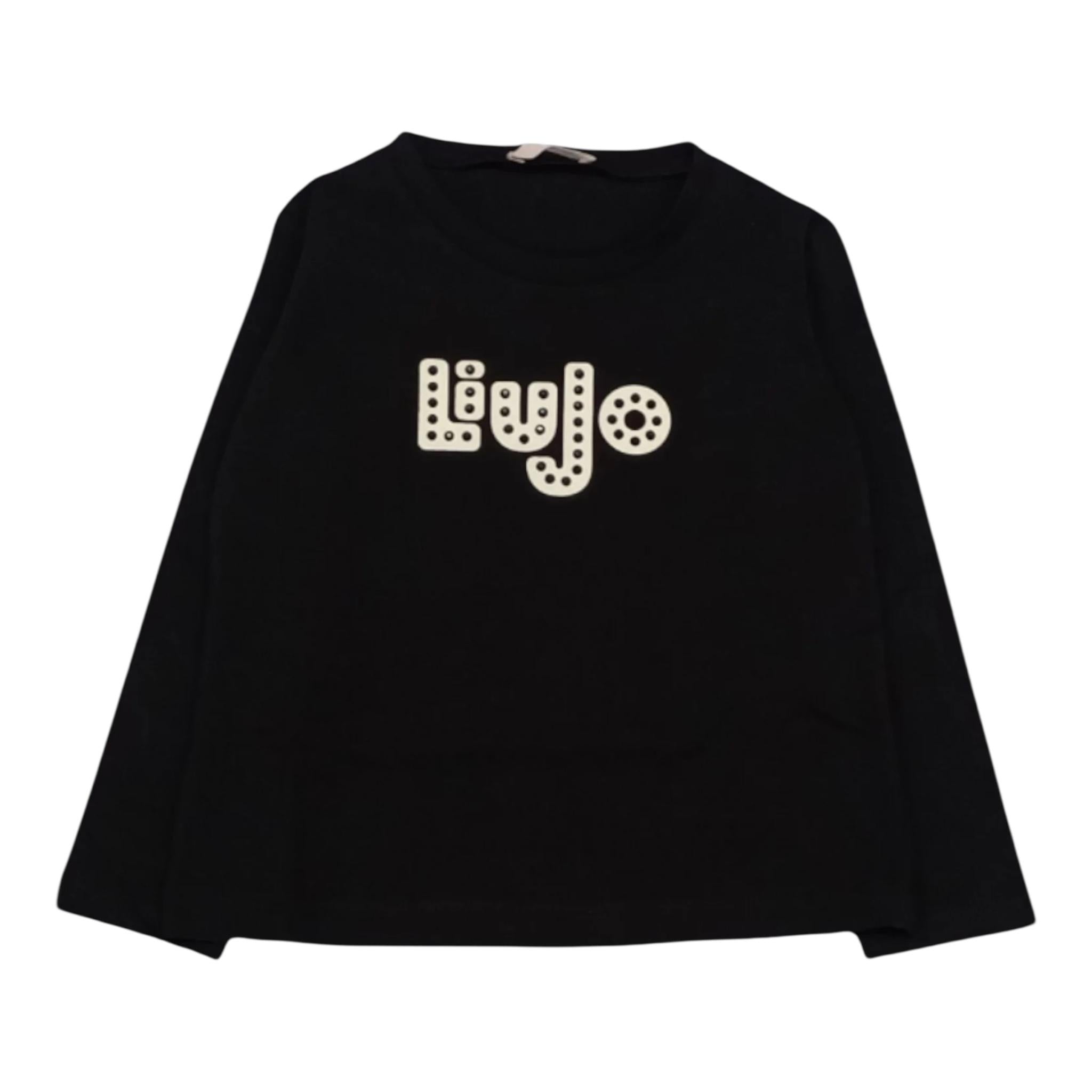 LIU JO shirt girocollo tinta unita con stampa Nero per Bambina KF4090X NERO LIU JO 