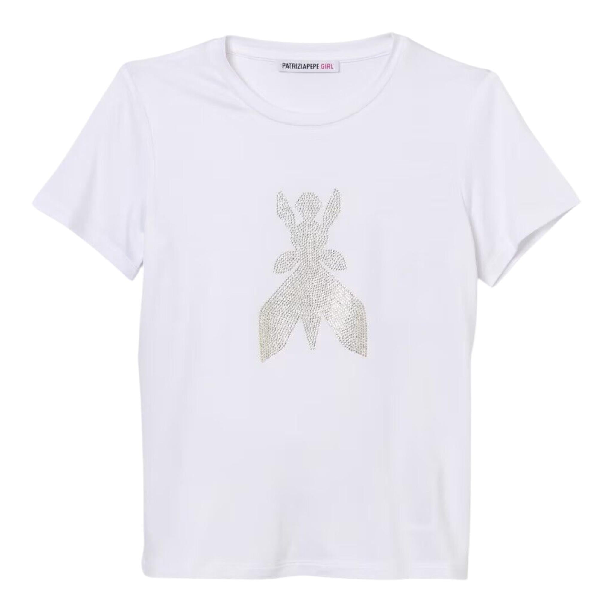 PATRIZIA PEPE t-shirt girocollo tinta unita brillantinato Bianco per Bambina 7M0819 BIANCO PATRIZIA PEPE 