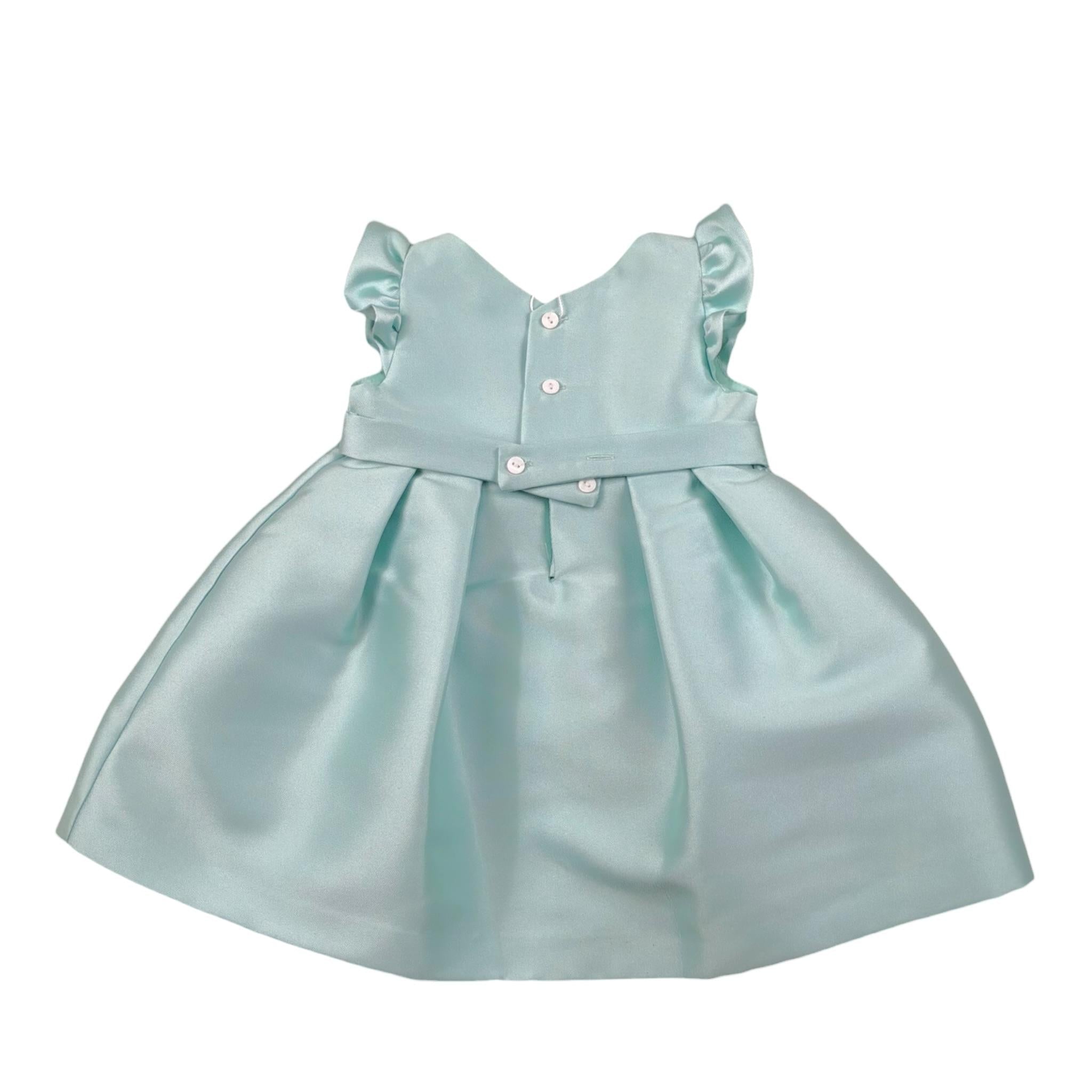 Amaya Abito Mezza Manica Tinta Unita con Fiocco per Neonata 554126 VERDE ACQUA AMAYA 