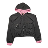 Disclaimer – Schwarzer, einfarbiger Kapuzenpullover mit Reißverschluss für Mädchen
