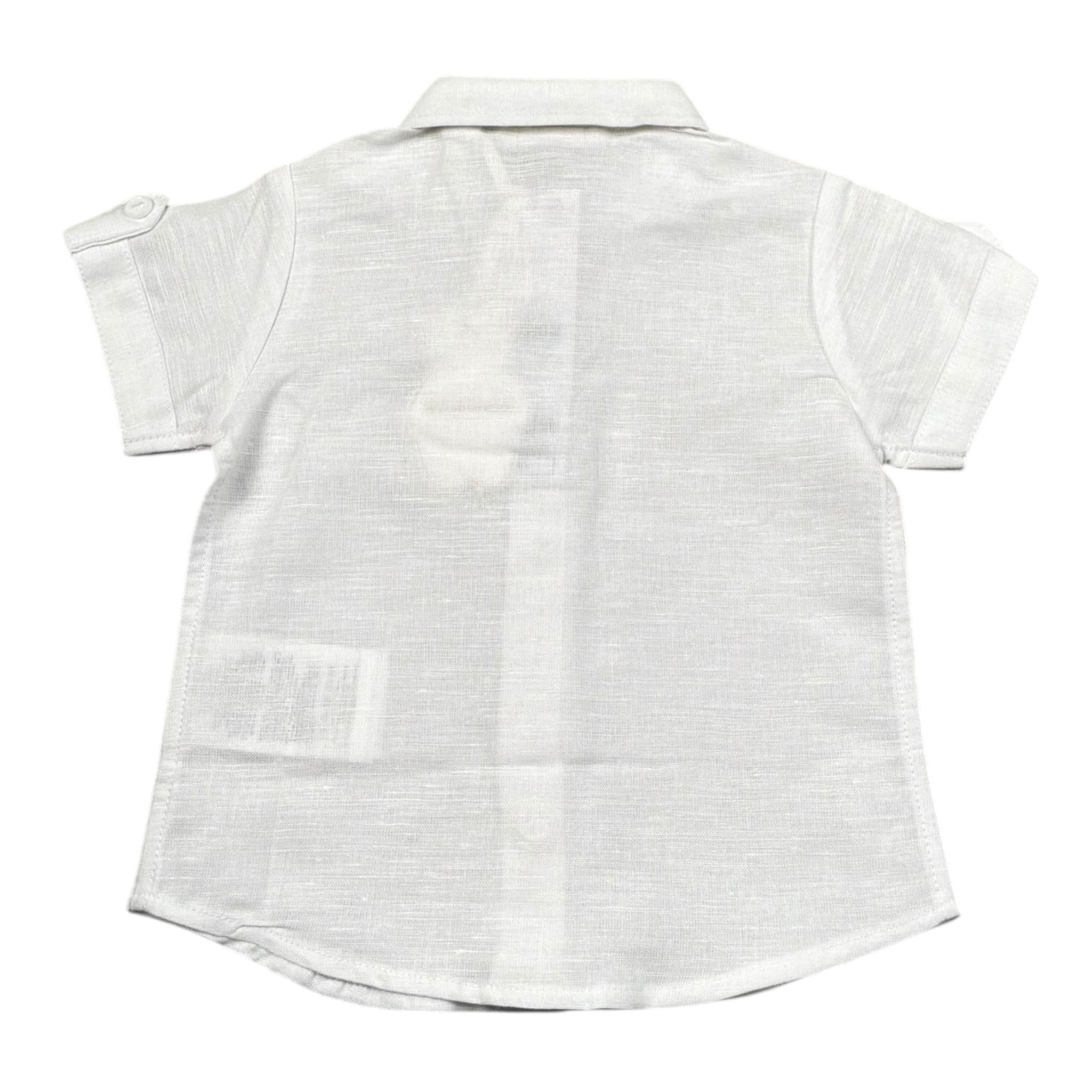 Mini Banda Camicia Mezza Manica Tinta Unita per Neonato 3B604 BIANCO MINI BANDA 