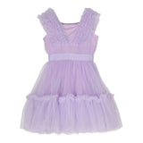 Monnalisa Abito Tinta Unita Giromanica con Tulle per Bambina 17C906 LILLA MONNALISA 
