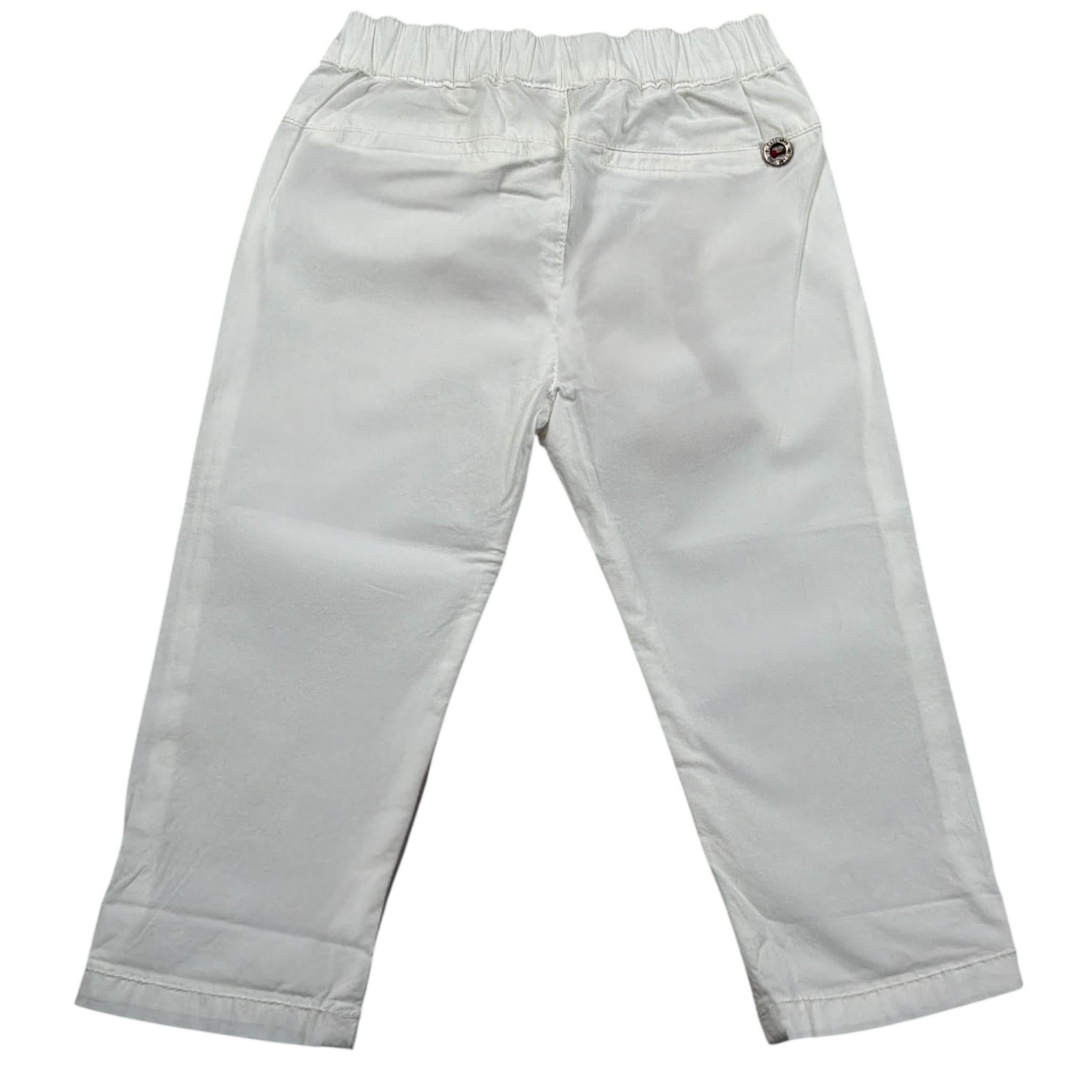 Please Pantalone tinta unita con Elastico In Vita Bianco per Neonato PE54272B13 BIANCO PLEASE 