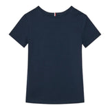 Tommy Hilfiger T-Shirt Girocollo Tinta Unita con Logo per Bambino KB0KB09356 BLU TOMMY HILFIGER 