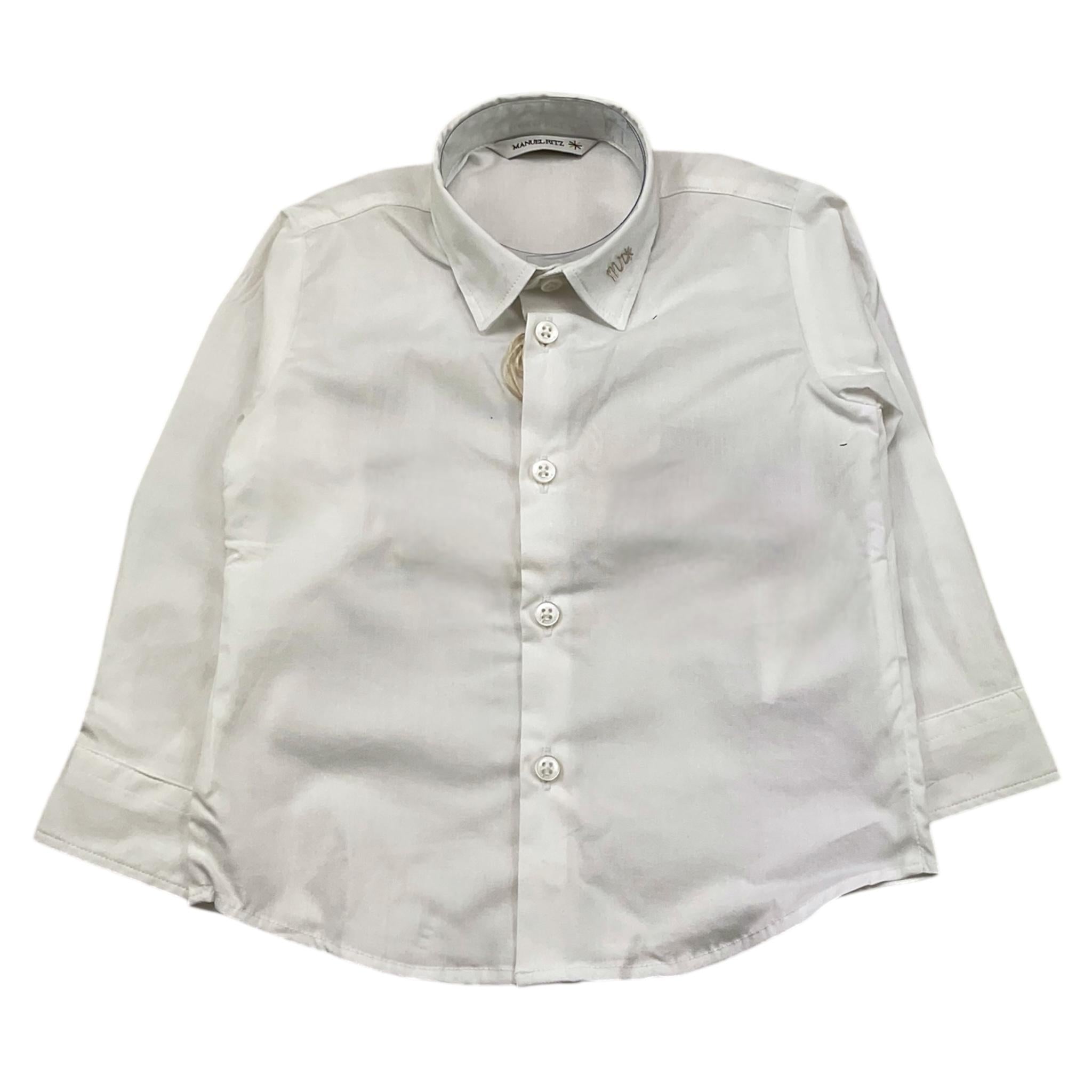 MANUEL RITZ camicia manica lunga tinta unita con ricam logo sul colletto Bianco per Neonato MR2265N BIANCO MANUEL RITZ 