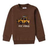 I DO felpa chiusa girocollo tint unita con stampa Marrone per Neonato 4A473 MARRONE I DO 