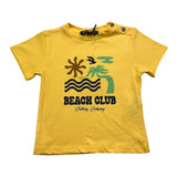 Please T-Shirt Rundhalsausschnitt Einfarbig mit gelbem Aufdruck für Babys