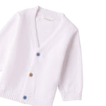 Mini Banda Cardigan Tinta Unita con Bottoni In Contrasto per Neonato 3B643 BIANCO MINI BANDA 