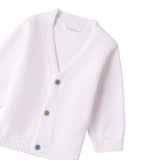 Mini Banda Cardigan Tinta Unita con Bottoni In Contrasto per Neonato 3B643 BIANCO MINI BANDA 