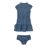 Guess Abito Giromanica In Denim Tinta Unita con Culotte per Neonata A5GK12D3X20 BLU GUESS 