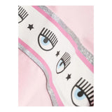 Chiara Ferragni Einfarbiges Rundhals-Sweatshirt mit rosa Aufdruck für Mädchen