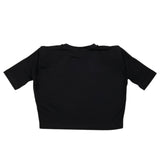 Balmain Einfarbiges Crop-T-Shirt mit Rundhalsausschnitt und Glitzer-Print Schwarz für Mädchen