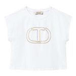Twinset T-Shirt Girocollo tinta unita con Stampa Bianco per Bambina 251GJ2QR1X BIANCO TWINSET 