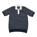 Boss Poloshirt im Strick-Halbarm zweifarbig mit blau/weißem Streifenmuster für Jungen