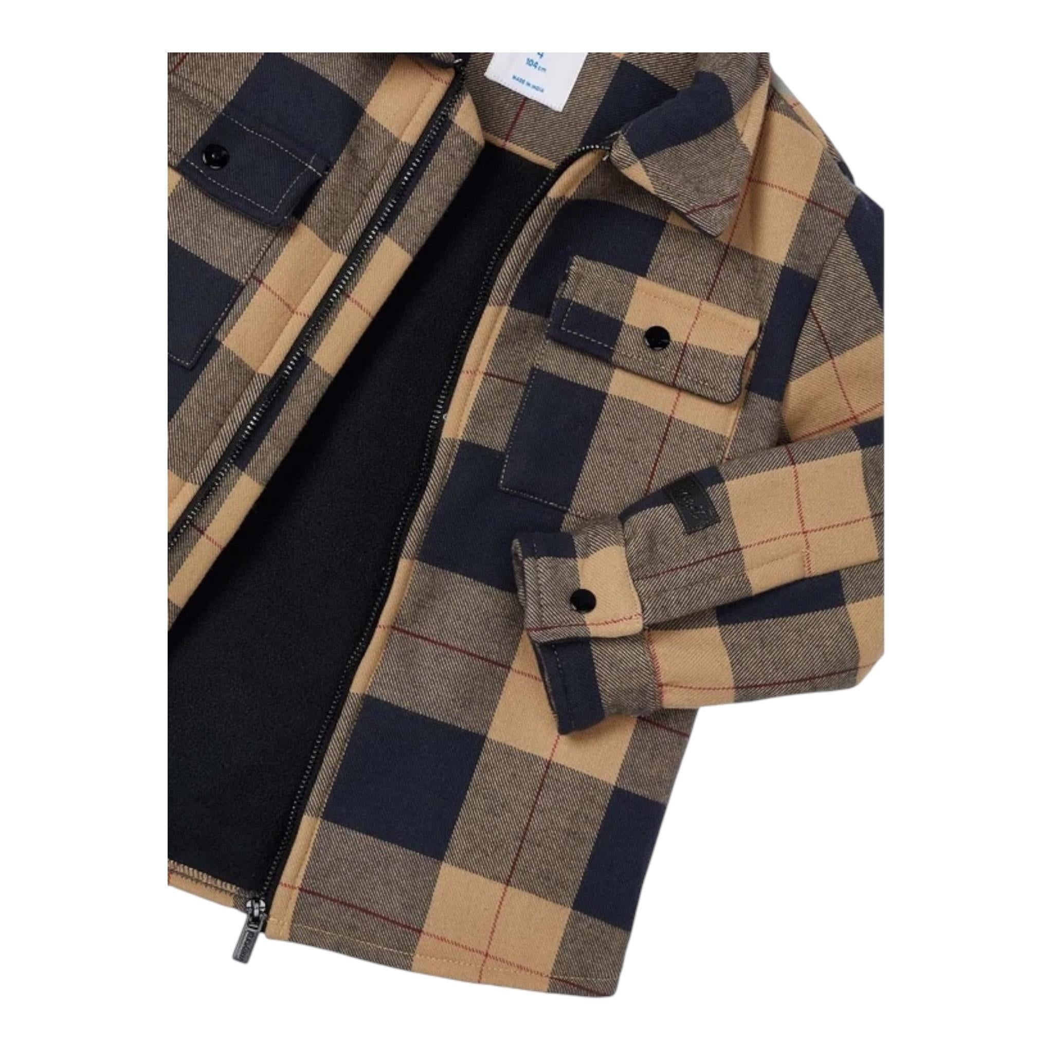 MAYORAL camicia tinta unita con fantasia quadri e zip Cammello per Neonato 4462 CAMMELLO MAYORAL 