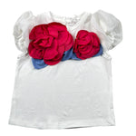 Miss Grant T-Shirt Girocollo Tinta Unita con Applicazioni per Neonata MG1332XX BIANCO MISS GRANT 