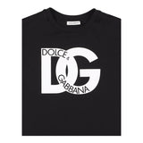 Dolce & Gabbana T-Shirt Girocollo Tinta Unita con Logo per Neonata L5JTIDN NERO DOLCE & GABBANA 